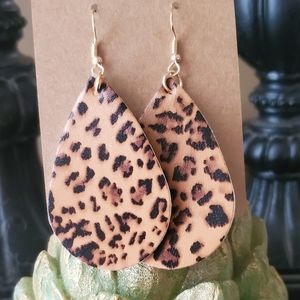 Brown Leopard Oval Earrings